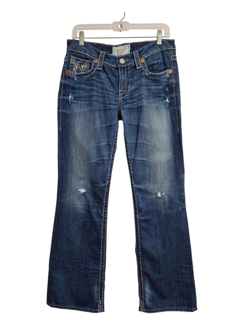Vtg Y2k Buckle Big Star Liv Bootcut Jeans 31r Distressed Thick Stitch Denim Usa